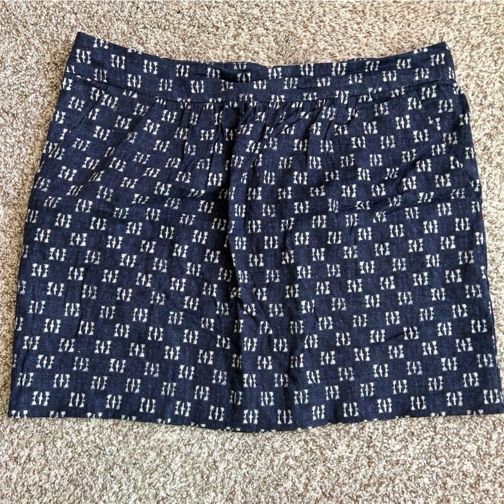 🦋 GAP Factory Blue White Mini Skirt Formal Office Preppy Size 14